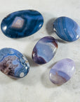 Sarah Belle Blue Flower Agate Palm Stone