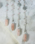 Sarah Belle Rose Quartz Flower of Life Pendulum Silver