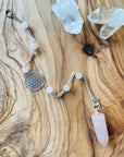 Sarah Belle Rose Quartz Flower of Life Pendulum Silver