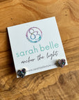 Rainbow Aura Druzy Heart Stud Earrings