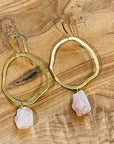 gia raw rose quartz earrings from sarah belle