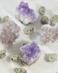 Amethyst druzy clusters for crystal healing