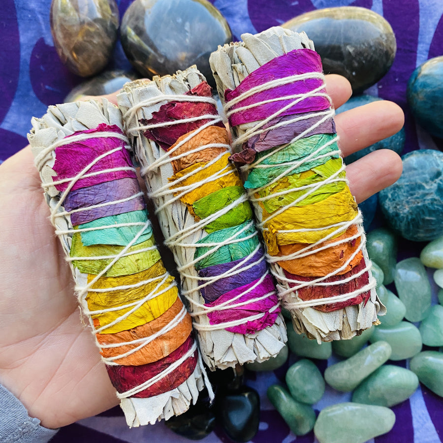 chakra rose white sage smudge stick for cleansing