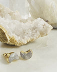 druzy moon stud earrings healing crystal jewelry