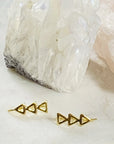 gold filled triangle ear climber earrings