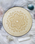 Mandala birch wood crystal grid