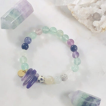 Inner Knowing Stacking Bracelet (Diffuser) with Healing Crystals for Clarity and Focus