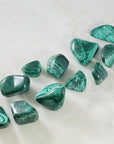 Tumbled malachite healing gemstones
