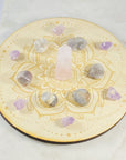 Mandala birch wood crystal grid