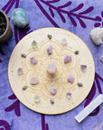 Mandala birch wood crystal grid