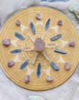 Mandala birch wood crystal grid