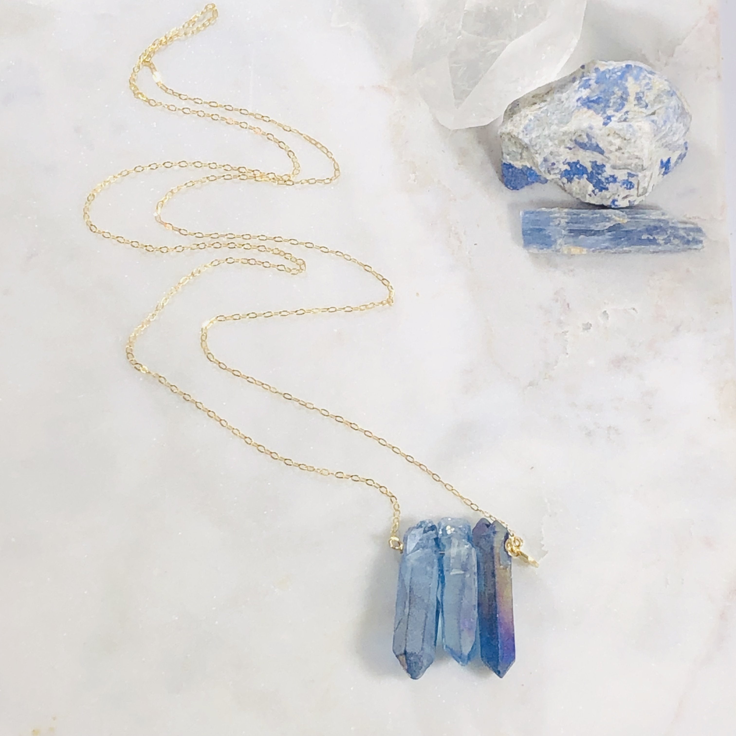 Miri Quartz Crystal Necklace Blue