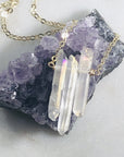 Quartz crystal necklace that is high vibe, unique and stylish