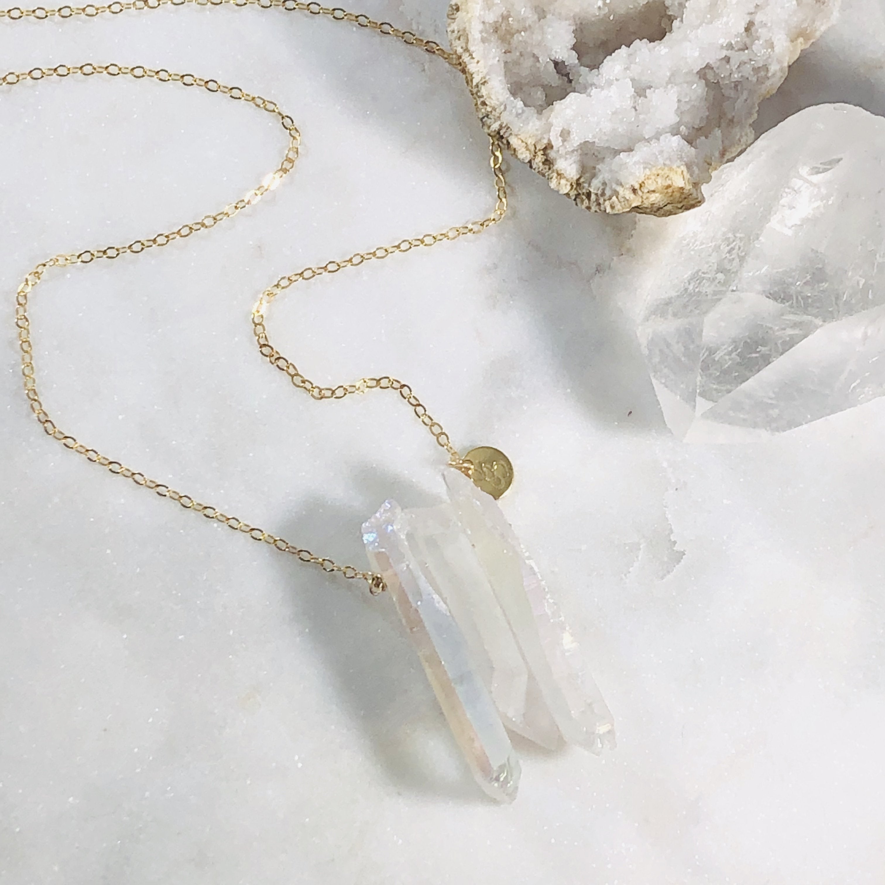 White quartz crystal necklace cheap