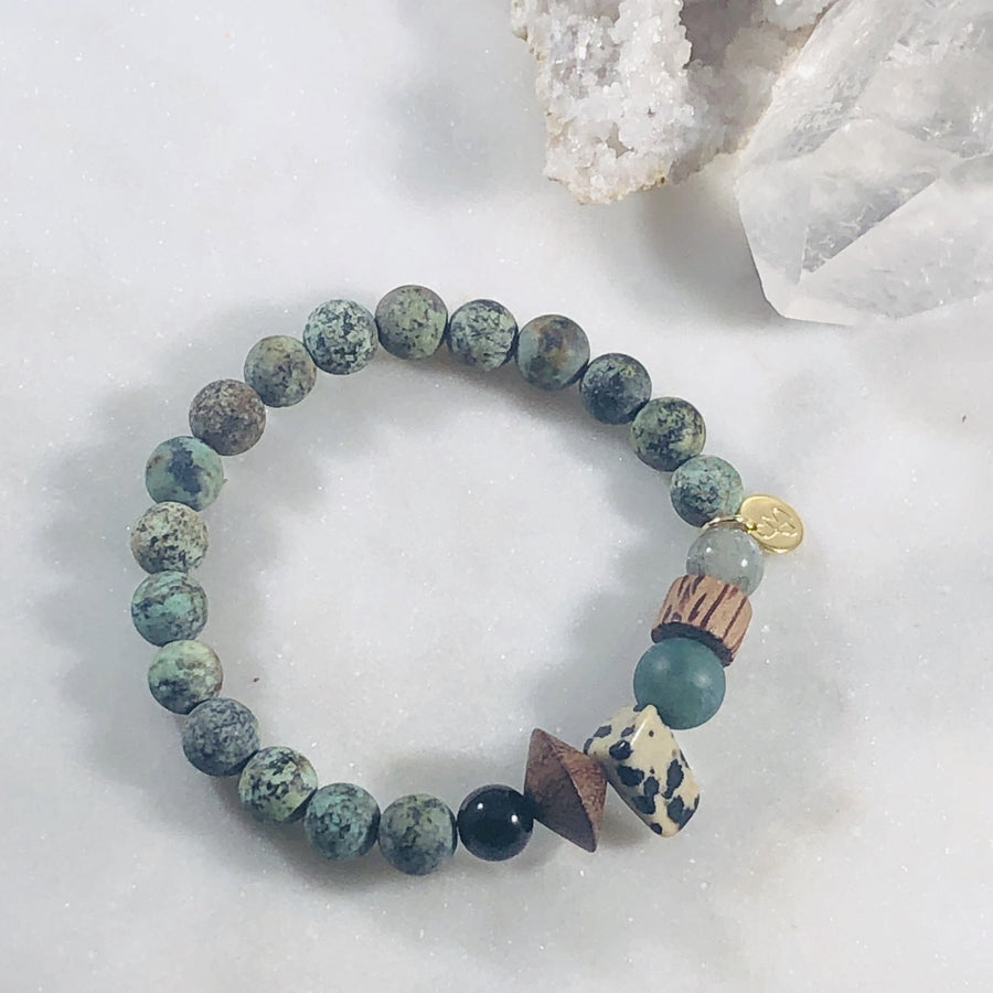 Handmade healing crystal bracelet for yogis, lightworkers and crystal lovers