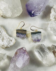 amethyst slice earrings on gold earwires from sarah belle