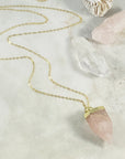 Handmade rose quartz necklace for raising your vibration