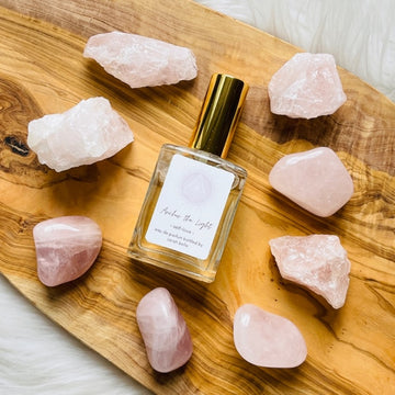 High frequency crystal-infused perfume bottled in the USA by Sarah Belle. The Self-Love perfume features the frequencies of rose quartz and carries a sensual, divine feminine energy for harmonizing the emotions and aligning you with the frequency of love. Perfect for crystal lovers and makes the perfect gift.
