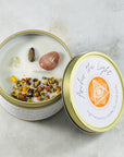 Sarah Belle hand poured crystal candle for empowerment