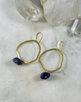 sarah belle raw amethyst earrings with gold plated