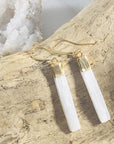 Crystal healing earrings with selenite for protecting against negativity