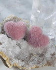 Fuzzy Heart Stud Earrings Rose for Love