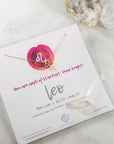 Leo Charm Necklace with Healing Crystal Perfect Gift