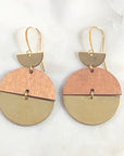 Neptune Brass Wood Disc Earrings