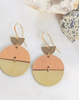 Neptune Brass Wood Disc Earrings
