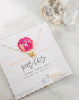 Pisces Charm Necklace with Healing Crystal Perfect Gift