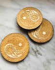 Yin Yang Flower Wood Grid for Yoga and Meditation