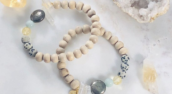 handmade stacking bracelet with healing crystals for abundance