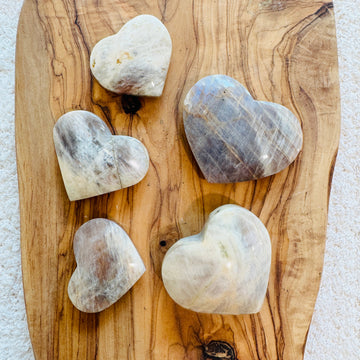 Sarah Belle - Belmorite Moonstone Heart Palm Stone
