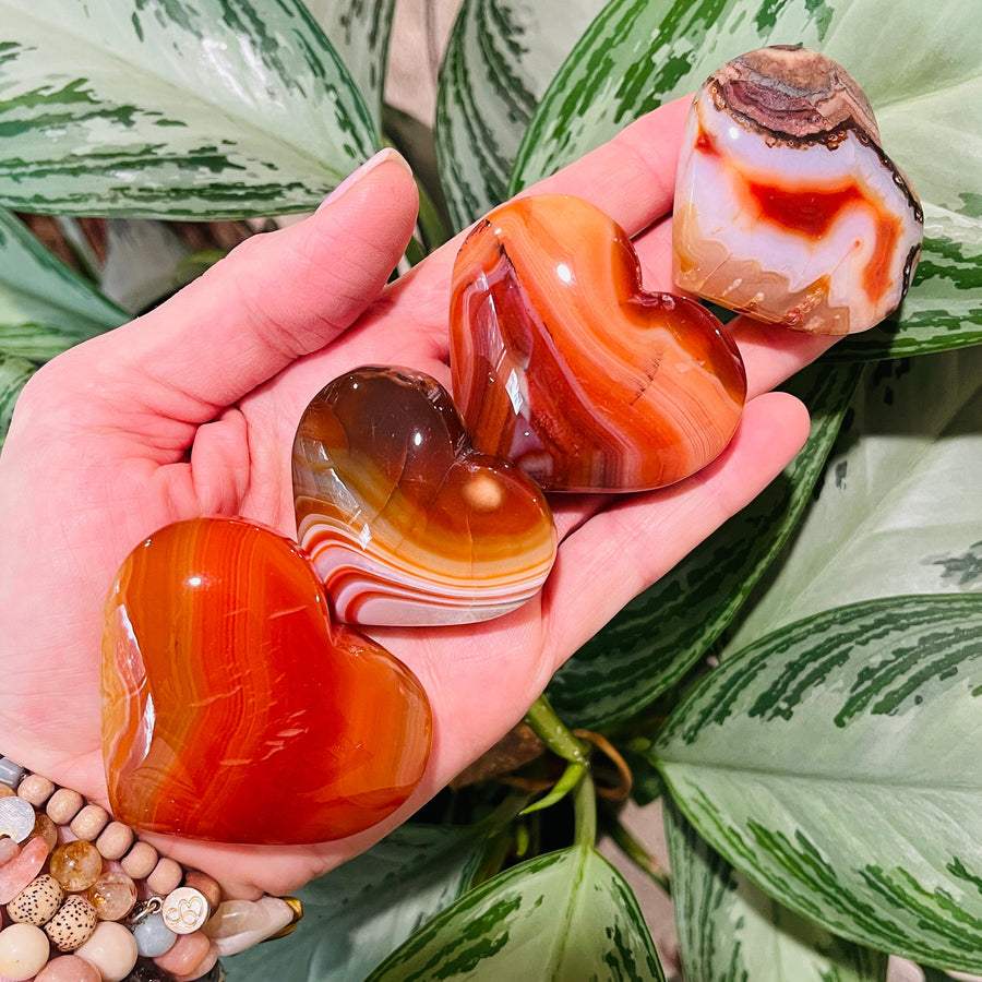 carnelian heart palm stone for motivation and empowerment