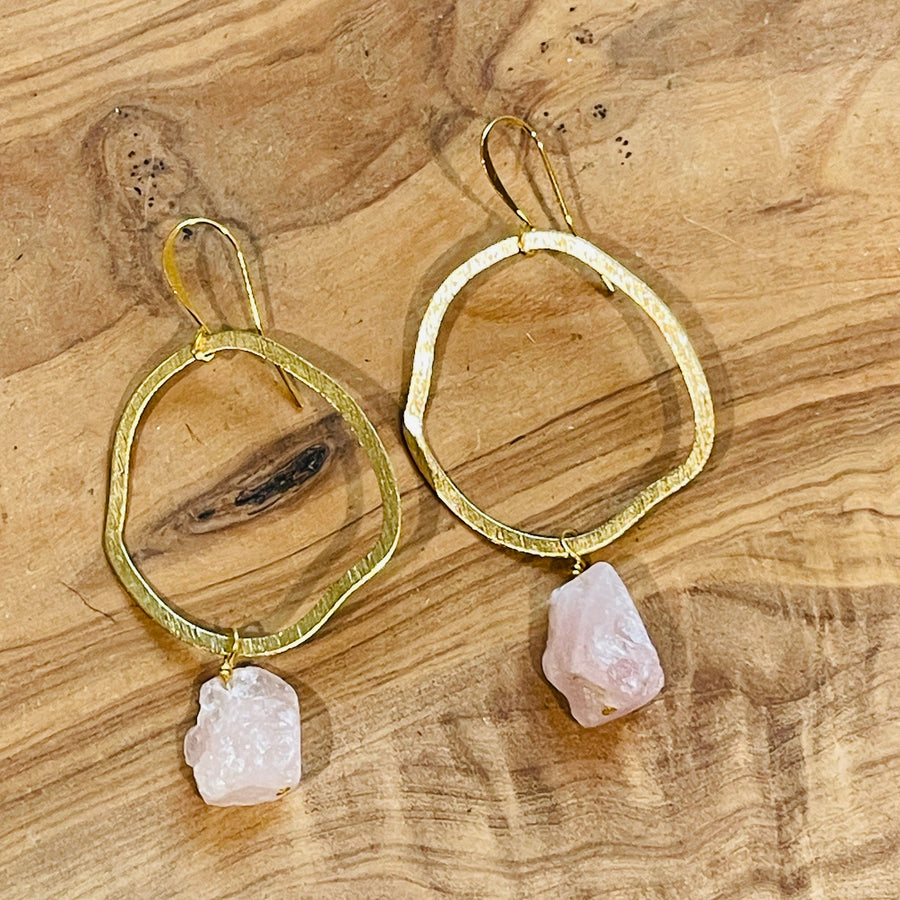 gia raw rose quartz earrings from sarah belle