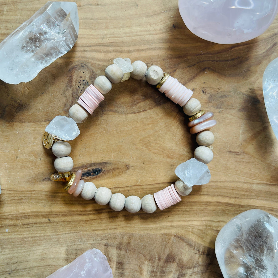 Live Happy Stacking Bracelet - Blush