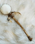 sarah belle shamanic rattle with citrine and feathers