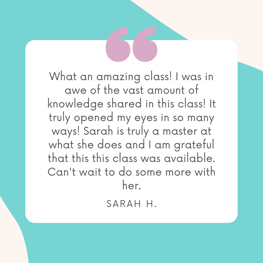 testimonial for Sarah Belle courses