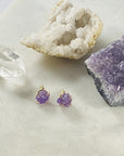 Raw amethyst stud earrings