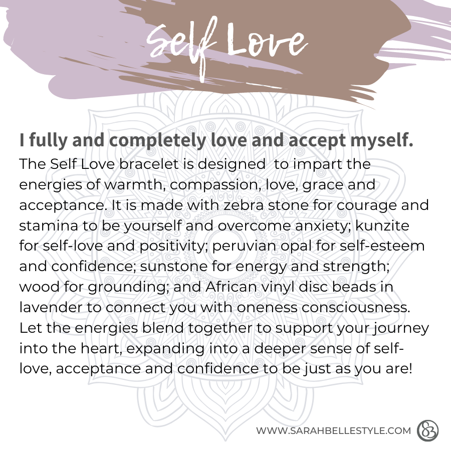 Self love bracelet description card