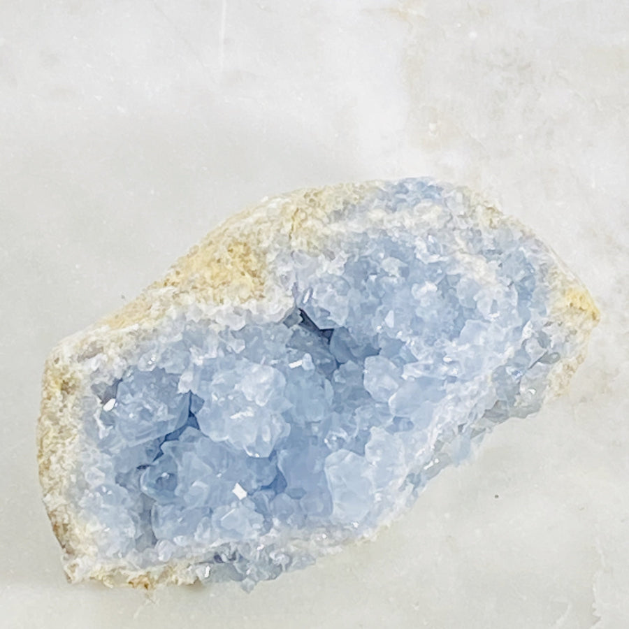 Healing celestite druzy gemstone for connecting to angels