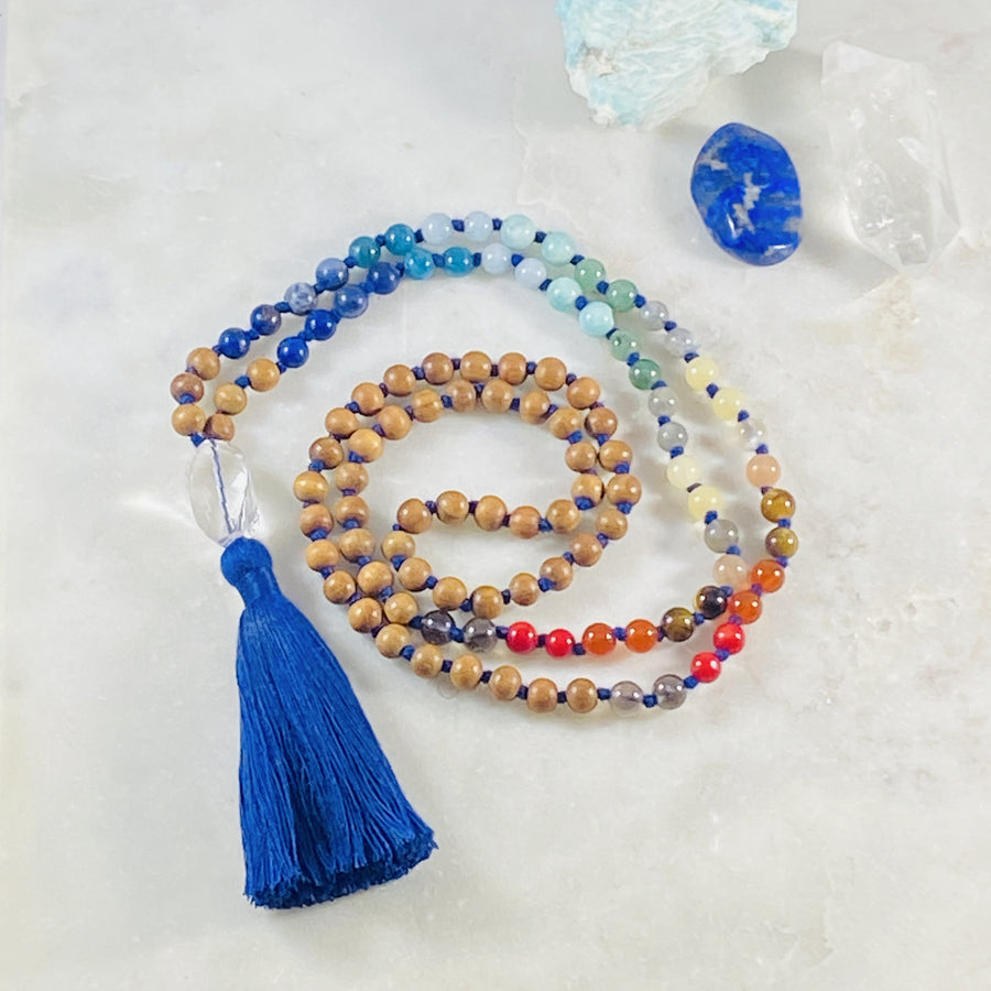 Chakra balance mala for yoga and meditation from Sarah Belle