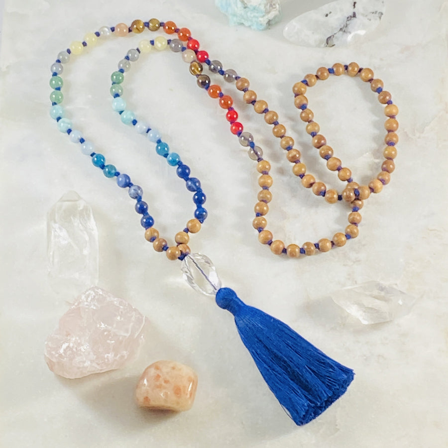 Chakra balance mala for yoga and mantra meditation by sarah belle