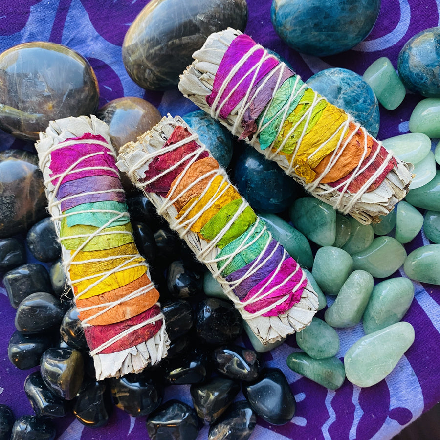 chakra rose white sage smudge stick