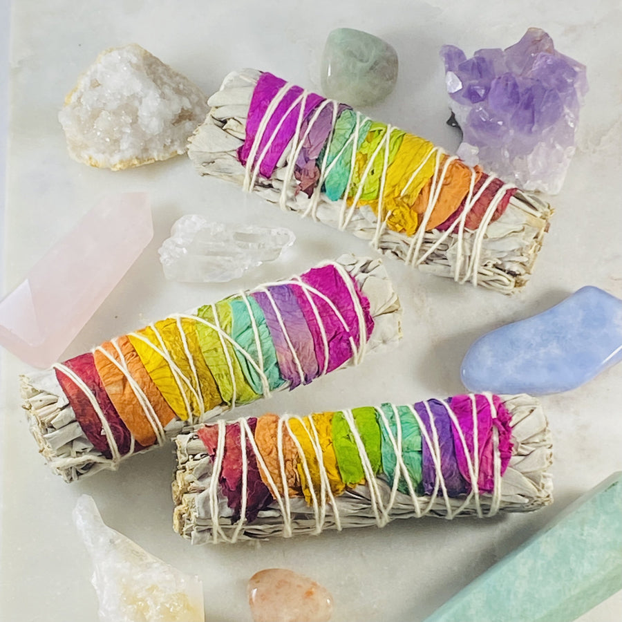 chakra rose white sage smudge stick by sarah belle