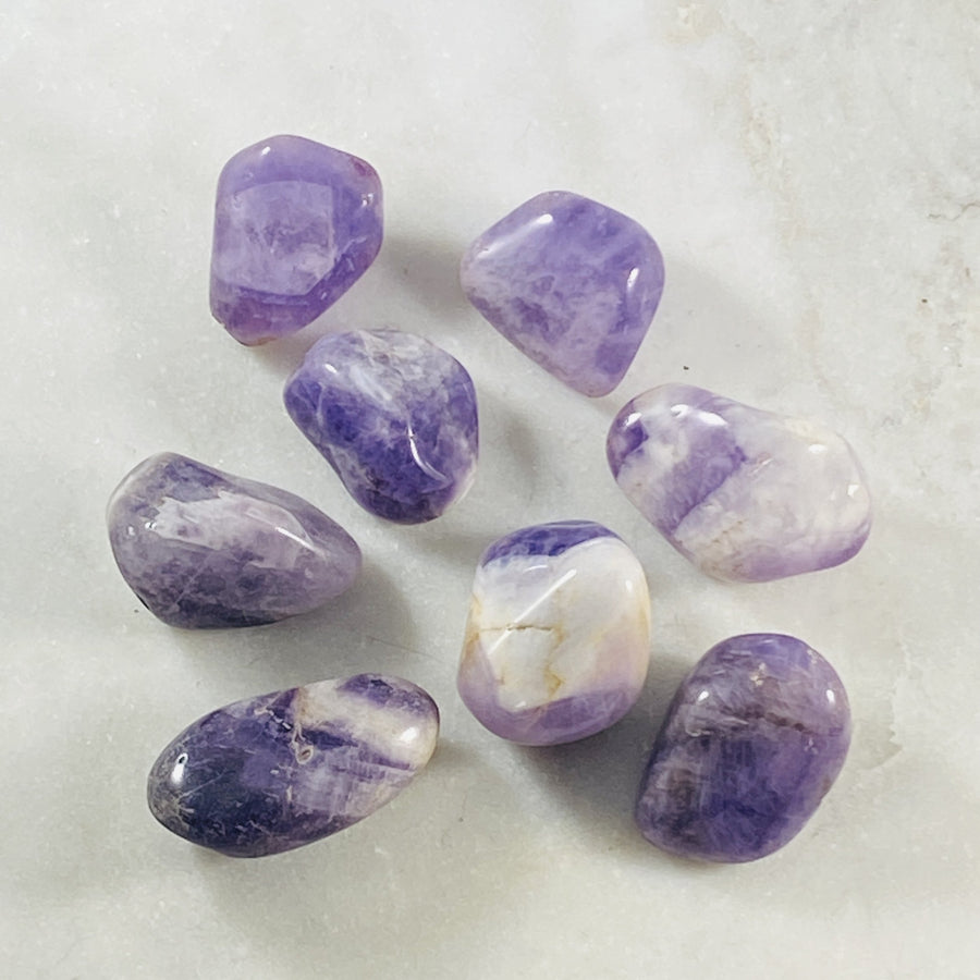 chevron amethyst tumbled stone