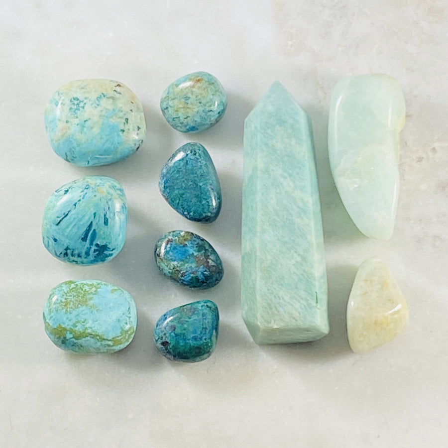 Stones for throat chakra by Sarah Belle