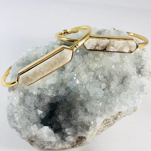 Zeta Druzy Agate Bangle Bracelet Healing Crystal Jewelry for a Positive Vibe