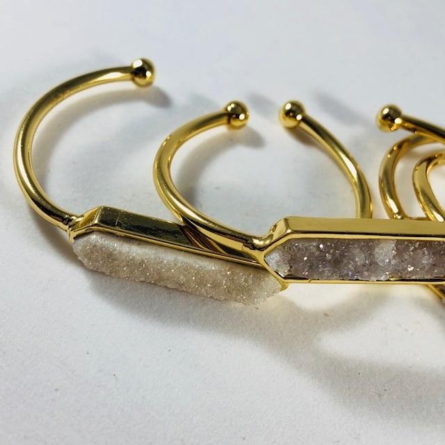 Zeta Druzy Agate Bangle Bracelet Healing Crystal Jewelry for a Positive Vibe 