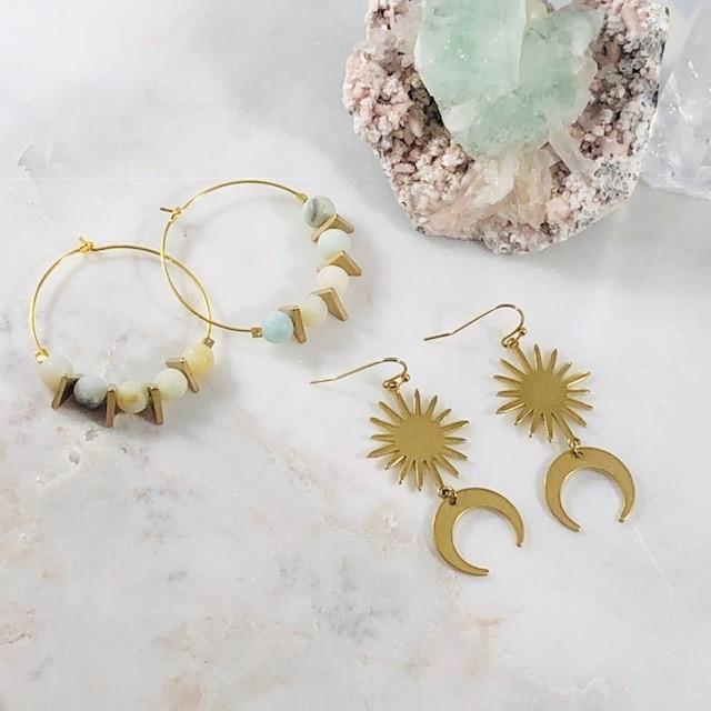 Elio Double Horn Earrings Handmade for Meditation and Balance